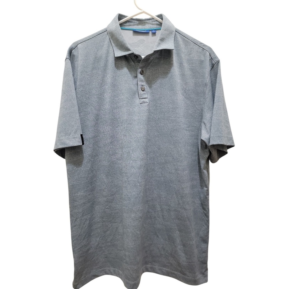 Devereux Polo Shirt Mens L Large Gray Patterned Golf Performance Stretch